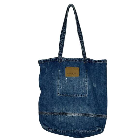 American Eagle Tote Shoulder Bag Distressed Denim New - Picture 2 of 8